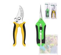 2 Pack Secateurs Pruning Scissors, Stainless Steel Gardening Shears Bypass Pruning Shears, Easy to Use Straight Tip and Curved Hedge Garden Secateurs, Lightweight Clippers for Plants (2 Pack)