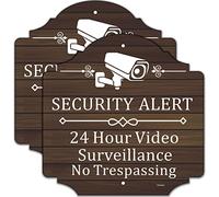2 Pack Security Alert 24 Hour Video Surveillance Signs No Trespassing Signs 12 x 12 Inches CCTV Camera Warning Safety Signs Metal Reflective Sturdy Rust Aluminum Resistant Waterproof Easy to Install