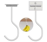 2-Pack Self Adhesive Banana Hook, Metal Banana Hanger Hook,Under Cabinet Hook For Bananas Or Kitchen Items, Foldable Banana Hook, Folds Up With Magnets When Not In Use, Keep Bananas Fresh, Silver