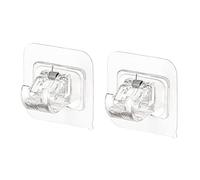 2 Pack Self Adhesive Curtain Rod Brackets - Transparent Traceless Heavy Duty Holders for Bathroom, Shower, Kitchen, Hotel (No Drill Required)