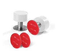 2 Pack Self-Adhesive Door Stop 2-in-1 Installation, Stainless Steel Door Stoppers for Floor, Door stoppers for skirtings 3M VHB or Screws, Noise Dampening Rubber, Wall Mounted Door Stops Indoors White