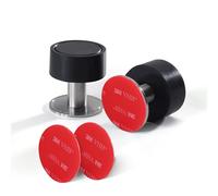 2 Pack Self-Adhesive Door Stop 2-in-1 Installation, Stainless Steel Door Stoppers for Floor, Door stoppers for skirtings 3M VHB or Screws, Noise Dampening Rubber, Wall Mounted Door Stops Indoors Black