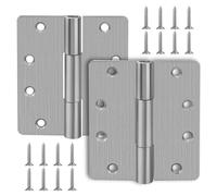 2 Pack Self Closing Door Hinge 3.5 in, Auto Spring Loaded Hinges with Curved 1/4'' Radius Corners, Adjustable Tension for Garage, Front and Back Doors, Left and Right Hand, Satin Stainless Steel