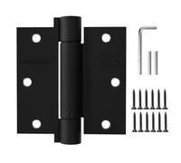 2 Pack Self Closing Door Hinges 3.5 inch Matte Black Spring Loaded Auto Close Hinges Square Corners Adjustable Tension for Interior Door 3 1/2 Auto Self-Closing Hinge