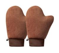 2 Pack Self Tanning Mitt Applicator, Brown Tanning Glove with Hanging Loop, Double Sided Fake Tan Mitts for Body & Face, Waterproof Lining, Streak-Free Application for Mousse & Lotion (Set of 2)