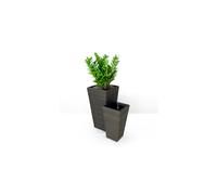 2-Pack Self-watering Planter - Hand Woven Wicker - Square - Expresso