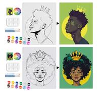 2 Pack Selfie Sip and Paint Kit for Adults Couples, 8x10 inch Pre Drawn Stretched Canvas for Painting Your Partner Date Night Valentines Day, Painting Set with Two Pictures at Home Party Games