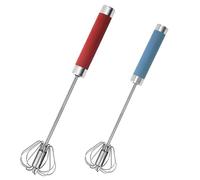 2 Pack Semi-Automatic Egg Whisk Beater, 10in &12in Whisk, Stainless Steel Mini Hand Whisk, Hand Push Egg Beater, Rotating Mixer Stirrer for Baking, Whisking, Stirring
