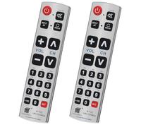 2 Pack Seniors Elderly Big Button Universal Remote Control for Extra Large Jumbo Giant Remote, Simple Easy Basic Control and LG Samsung Sony JVC Toshiba Sharp Panasonic Technika Hitachi Polaroid TVs