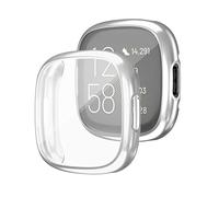 [2-Pack] Senter Case Cover for Fitbit Versa 4, Soft TPU All-Around Bumper with Built-in Screen Protecto for Fitbit Versa 4 Smart Watch