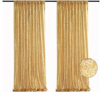 2 Pack Sequin Photo Backdrop Curtains 60 x 240 cm Sparkly Party Background Drapes for Wedding, Christmas, Birthday, Graduation Gold