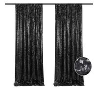 2 Pack Sequin Photo Backdrop Curtains 60 x 240 cm Sparkly Party Background Drapes for Wedding, Christmas, Birthday, Graduation Black