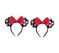 2 Pack Sequined Cute Mouse Deluxe Ears Bow Hairband For Celebration Halloween Christmas Carnival Theme Party