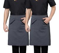 2 Pack Server Aprons with Pockets, Waitress Waiter Apron for Women Men, Restaurant, Coffee, BartenderBlack A,One Size