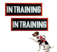 2 Pack Service Dog Patches for Harness, Tags with Hook and Loop Patches Red Border for Vests and Harnesses for Dog in Training, Service Dog, Emotional Support
