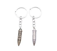 2 Pack Set Bullet Keychain for Women Men,Cool Bullet Charm Set Key Chain Accessories Gifts For Car Key Ring,Backpacks, Silver and Bronze, S