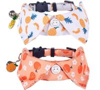 2 Pack/Set Cat Collar Breakaway with Cute Bow Tie and Bell Fruit for Kitty Adjustable Safety