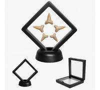 2 Pack Shark Tooth Display Case, Floating 3D Sealed Holder for Shark Teeth, Fossils & Jewelry, Dust-Proof PE Film Display Box for Collectors (2.76 x 2.76 in)