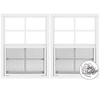 2 Pack Shed Window 18" W x 23" H, White Flush Mount Window with Tempered Glass and Removable Screen for Playhouses, Sheds, Garage and Chicken Coops