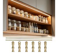 2 Pack Shelf Guard Rail for Wood Shelves, 36 24 20 18 16 14 12 10 in Solid Brass Rail Fence Set, Guardrail Bar Prevents Items From Falling(Style C,27in(69cm))