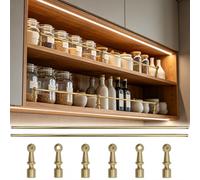 2 Pack Shelf Guard Rail for Wood Shelves, 36 24 20 18 16 14 12 10 in Solid Brass Rail Fence Set, Guardrail Bar Prevents Items From Falling(Style A,22in(56cm))