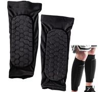 2-Pack Shin Guard Sleeves - No-Slip Football Soccer Leg Protectors with Breathable Honeycomb Design for Youth & Adult Athletic Training