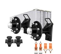 2 Pack Shipping Container Wheels 8 Lugx6.5", Bolt-On Spindle, Heavy Duty Shipping Container Axle, Shipping Container Accessory with Ratchet Strap for Up to 13.7m, 4082kg Capacity (8 Lug)