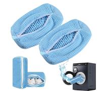 2 Pack Shoe Washing Machine Bag Shoe Trainer Washing Machine Bag Mesh Laundry Bags Shoe Bags for Travel Reusable Shoe Cleaning Bag for All Shoe Sizes (Blue)