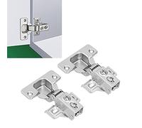 2 Pack Short Arm Door Hinge, 90-105 Degree 1/2 Inch Overlay Face Frame Hinge with Hydraulic Damping for Cabinet Cupboard Wardrobe
