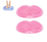 2 Pack Shower Foot and Back Scrubber Mat, Shower Foot Scrubber Mat with Suction Cups, Non-Slip Wall-Mountable Design (2pcs-Pink)