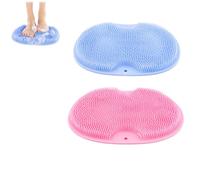 2 Pack Shower Foot and Back Scrubber Mat, Shower Foot Scrubber Mat with Suction Cups, Non-Slip Wall-Mountable Design (2pcs-All)