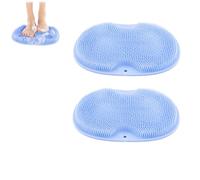 2 Pack Shower Foot and Back Scrubber Mat, Shower Foot Scrubber Mat with Suction Cups, Non-Slip Wall-Mountable Design (2pcs-Blue)