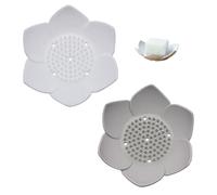 2 Pack Shower Steamer Tray,Flexible Non-Slip Silicone Soap Dish,Lotus Flowers Soap Dish with Drain for Kitchen Bathroom Shower Bathtub Counter (White/Grey)