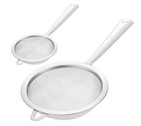 2 Pack Sieves and Strainers, Stainless Steel Fine Mesh Strainer, 2sizes Fine Mesh Sieve, Cocktail Strainer and Sieve for Cooking Oil Filter, Skimmer Spoon and Tea, Cocktails, and Juice