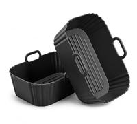 2 Pack Silicone Air Fryer Liners for 7.6L 8L 9L 9.5L Dual Baskets, Reusable Rectangular Air Fryer Accessories Compatible with Ninja Dual AF300UK AF400UK AF451UK, Tower, COSORI, Instant & Salter