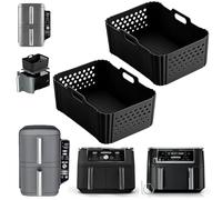 2 Pack Silicone Air Fryer Liners for Ninja 10QT DualZone DZ401 DZ550 DZ302, Reusable Rectangle Non-Stick Basket Liners, Compatible with Ninja Foodi DoubleStack SL401 SL400 & Other 10 QT Air Fryers