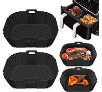 2 Pack Silicone Air Fryer Liners for Ninja Air Fryer Dual, Ninja Air Fryer Accessories, Reusable Air Fryer Silicone Liner for COSORI, Tower, Salter Air Frye, AF300UK AF400UK & Tower T17088