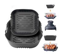 2 Pack Silicone Air Fryer Liners for Ninja CRISPi Air Fryer FN101UK, Reusable Air Fryer Accessories for Ninja Air Fryer FN101 Series, Grey