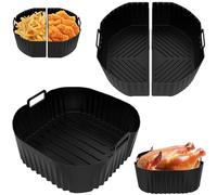 2 Pack Silicone Air Fryer Liners Reusable BPA-Free - 1x Full Tray + 1x 2-in-1, Compatible with Cosori TurboBlaze 5.5L/6.0L/6.2L, Philips 2000 Series 6.2L NA230, Russell Hobbs