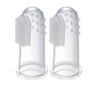 2-Pack Silicone Baby Finger Toothbrush - Soft Gum Massager & Teether for Teething Relief, Oral Cleaning for Babies 3+ Months - BPA-Free, Food-Grade, Clear Toddler Tongue & Tooth Cleaner