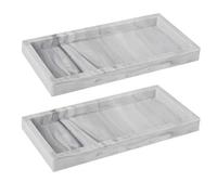 2 Pack Silicone Bathroom Trays - Bathroom Decorations, White Marble Tray Organiser Rectangle for Cosmetics, Perfume Trays, Tea Sets, Jewellery, Home Decor, for Kitchen, Bathrooms, Dining(20x10x2CM)