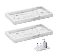 2 Pack Silicone Bathroom Vanity Tray Set, Shatterproof Flexible Tray, 11.8" Rectangle Soap Dispenser & Plate Holder for Tissues, Candles, Towel, Plant, Perfume Key