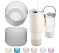 2-Pack Silicone Boot for 40 30 20 OZ Stanley Cup Accessories, Clear Gray Sleeve Cover for Stanley 20OZ 30OZ Tumbler Ice-Flow 16OZ Bottle, Boots for Yeti Cups Protector Bottom Bumper, Anti-Slip
