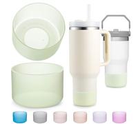 2-Pack Silicone Boot for 40 30 20 OZ Stanley Cup Accessories, Clear Green Bottom Sleeve Cover for Stanley 20OZ 30OZ Tumbler Ice-Flow 16OZ Bottle, Boots for Yeti Cups Protector Bottom Bumper, Anti-Slip
