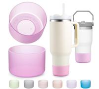 2-Pack Silicone Boot for 40 30 20 OZ Stanley Cup Accessories, Pink Protective Sleeve Cover for Stanley 20OZ 30OZ Tumbler Ice-Flow 16OZ Bottle, Boots for Yeti Cups Protector Bottom Bumper, Anti-Slip