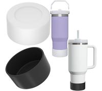 2 Pack Silicone Boot for Stanley 40 oz Quencher, Cup Boot Sleeve, Protective Water Bottle Boot, Simple Modern Boot, Tumbler Boot Silicone Bottom Accessories for Stanley Cup & Hydro Flask - Black+White