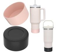 2 Pack Silicone Boot for Stanley 40 oz Quencher, Cup Boot Sleeve, Protective Water Bottle Boot, Simple Modern Boot, Tumbler Boot Silicone Bottom Accessories for Stanley Cup & Hydro Flask - Black+Pink