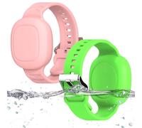 [2 Pack] Silicone Bracelet for Tile Mate 2024, Waterproof Protective Hidden Holder for Tile Life360 Mate Tracker Silicone Tile Mate Accessories for Child/Teen/Elderly (Pink & Green)