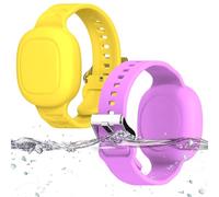 [2 Pack] Silicone Bracelet for Tile Mate 2024, Waterproof Protective Hidden Holder for Tile Life360 Mate Tracker Silicone Tile Mate Accessories for Child/Teen/Elderly (Purple & Yellow)