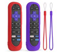 2 Pack Silicone Case Cover for TCL/Hisense/Roku Streaming TV Stick Remote - Shockproof Washable Remote Cover Anti-Slip Sleeve with Lanyard (Red+Purple)